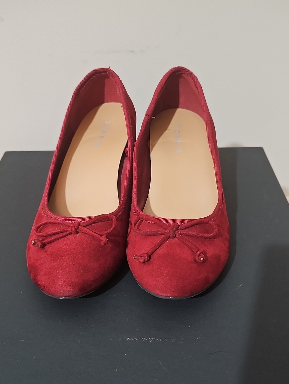 Torrid Red Suede Ballet Flats with Bow